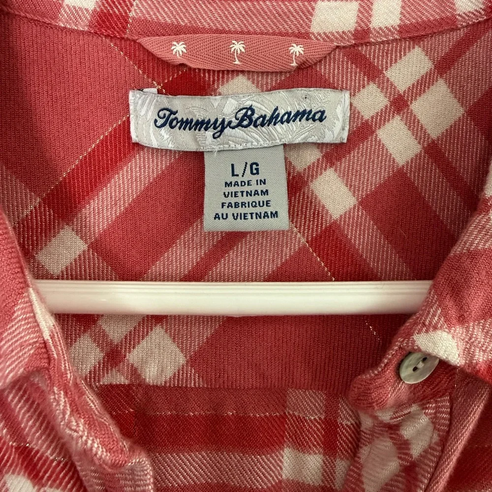 Tommy Bahama Red Plaid Button Front Shirt Long Sleeve Casual Women’s Top Coastal - Picture 5 of 8